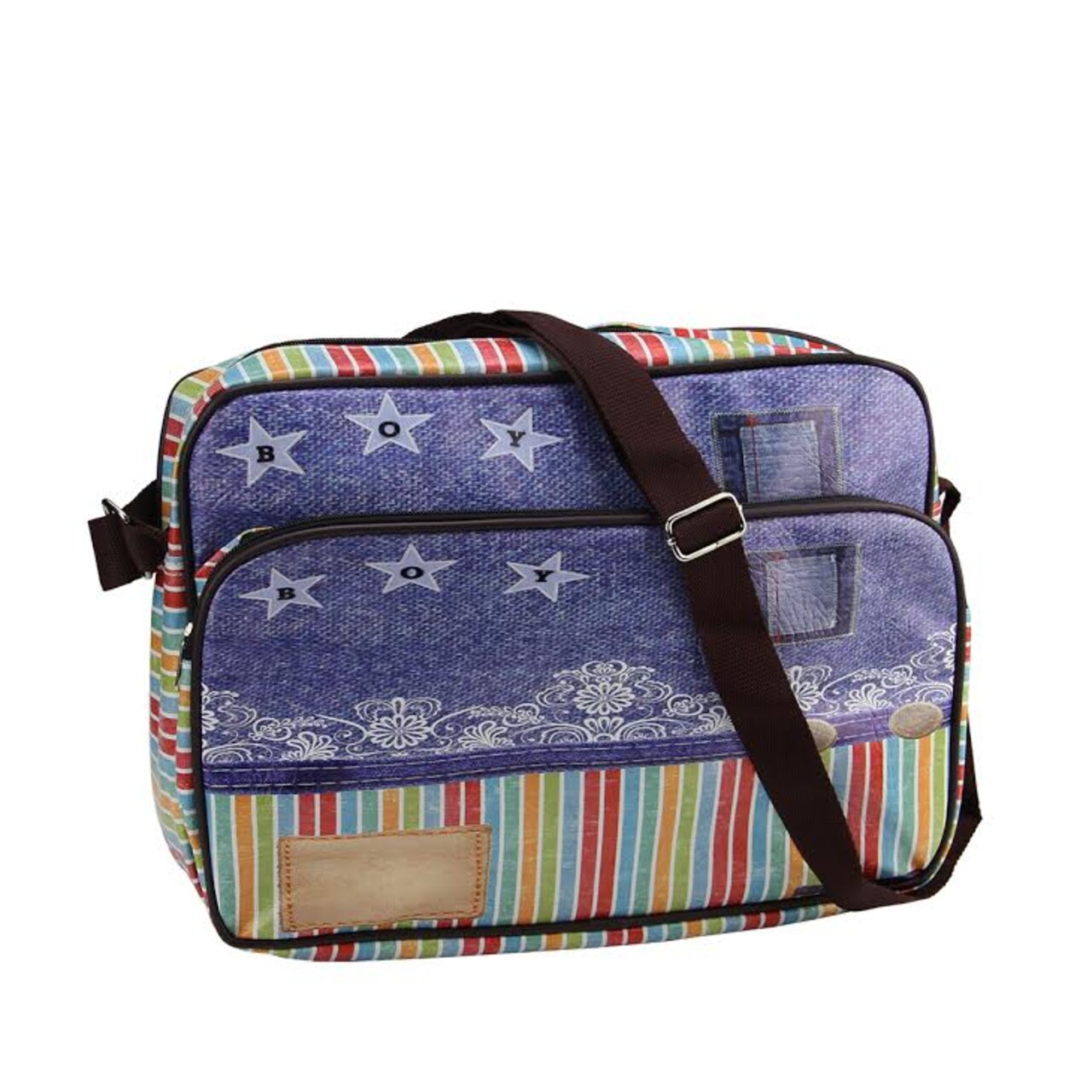 Northlight 15" Decorative Stripes and Jean Design Crossbody Bag/Purse with Strap